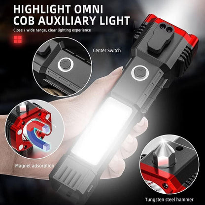 Rechargeable LED Torch 8 Modes, Long Range, Waterproof, Power Bank