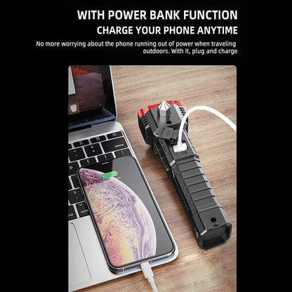 Rechargeable LED Torch 8 Modes, Long Range, Waterproof, Power Bank