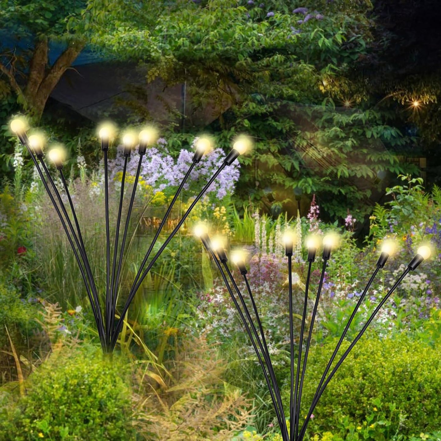 8 LED Solar Garden Lights - Starburst Fountain, Flash Mode, Color Changing, Waterproof